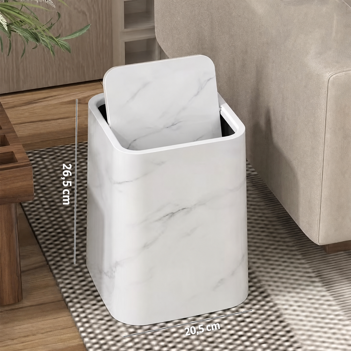 Marble Trash Can | Elegante coperchio girevole