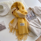Calda sciarpa da donna - Inverno reversibile in cashmere con frange