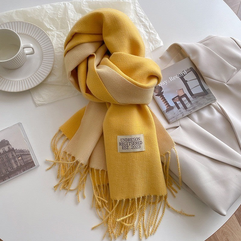 Calda sciarpa da donna - Inverno reversibile in cashmere con frange