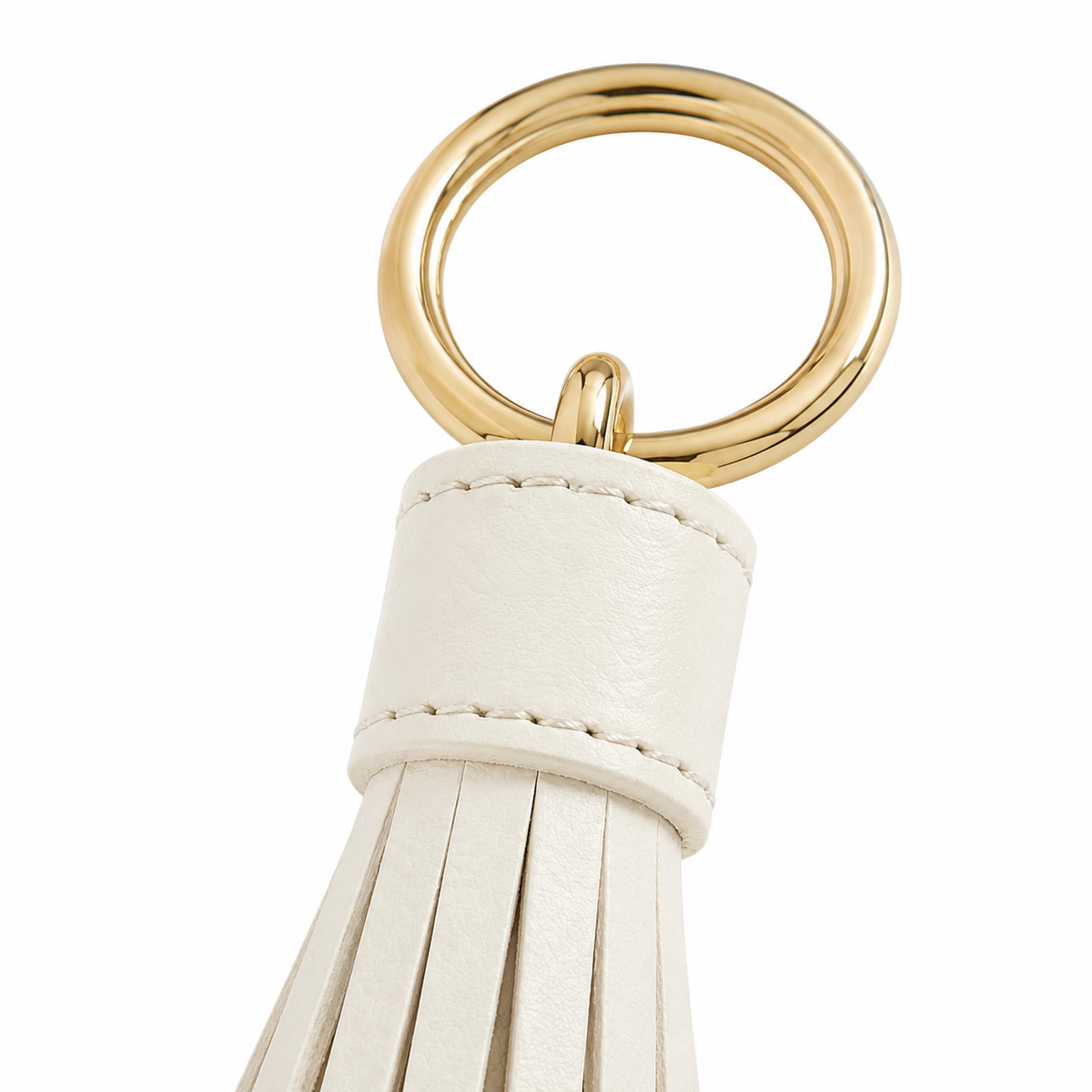 Portachiavi elegante in pelle beige.