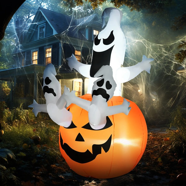Zucca Gonfiabile Della Decorazione Di Halloween Con I Fantasmi LED