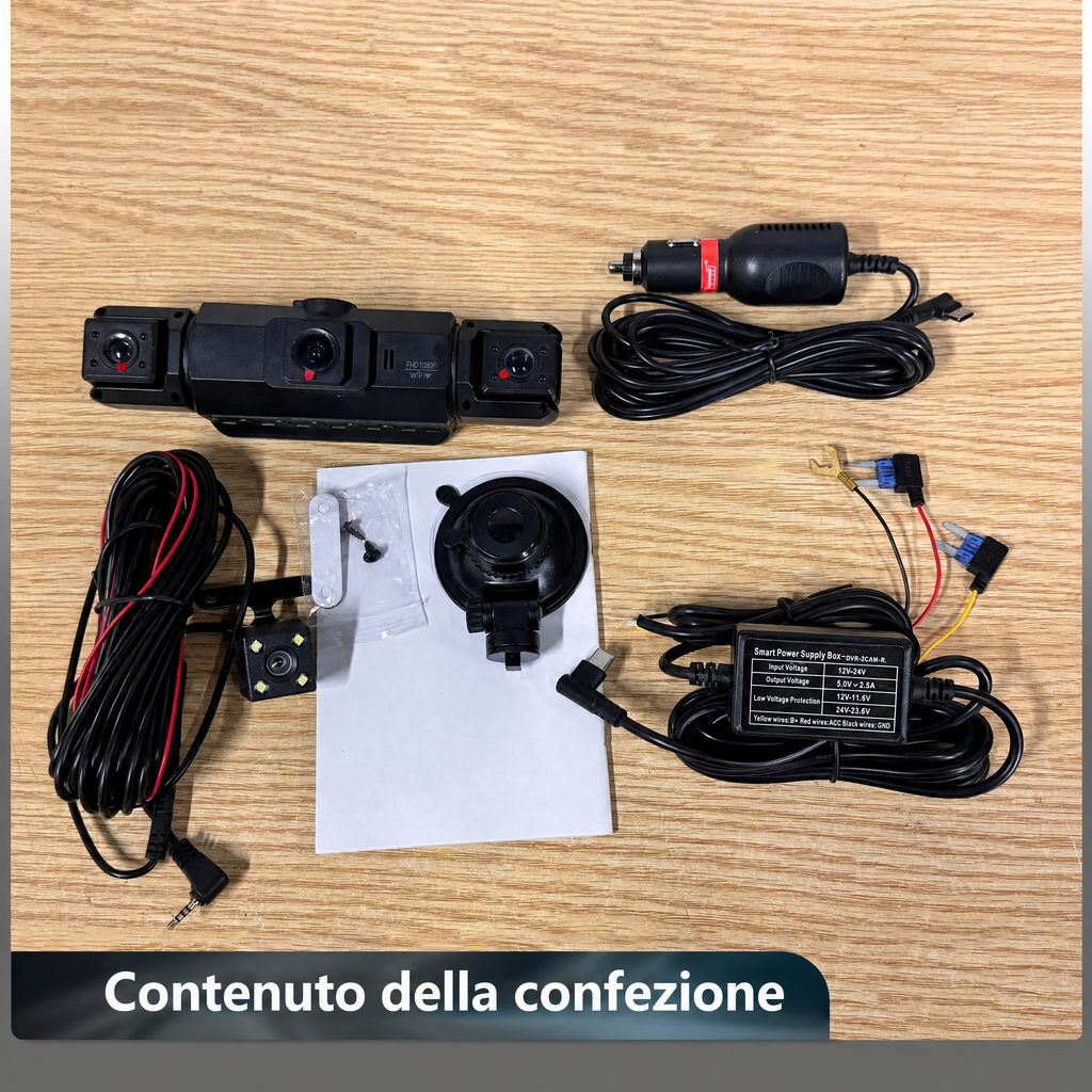 Dash cam wireless per auto anteriore e posteriore con visione notturna