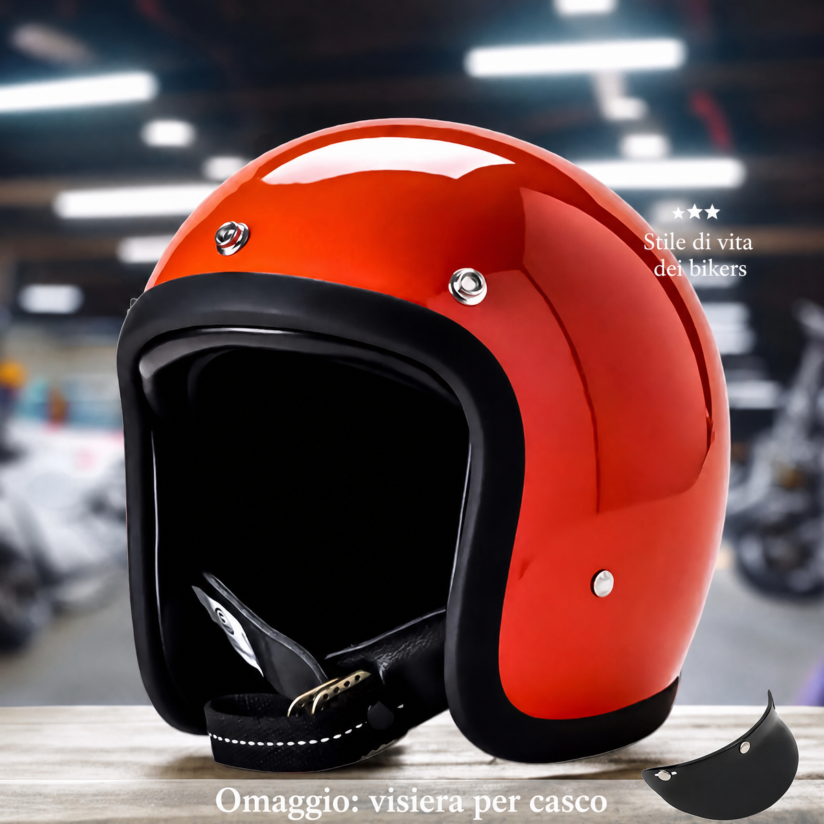 Casco moto vintage a profilo basso omologato DOT ed ECE