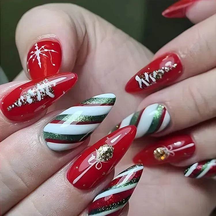24 adesivi per decalcomanie per unghie finte di Natale