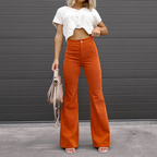 Pantaloni di velluto a coste a vita alta | Design svasato organico