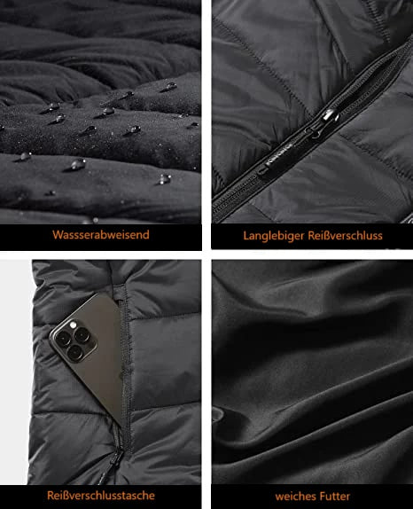 Giacca unisex riscaldata con materiale termico e idrorepellente regolabile