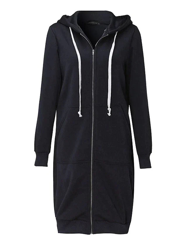 Felpa con cappuccio con zip da donna calda e accogliente - Linea lunga, per le giornate fredde