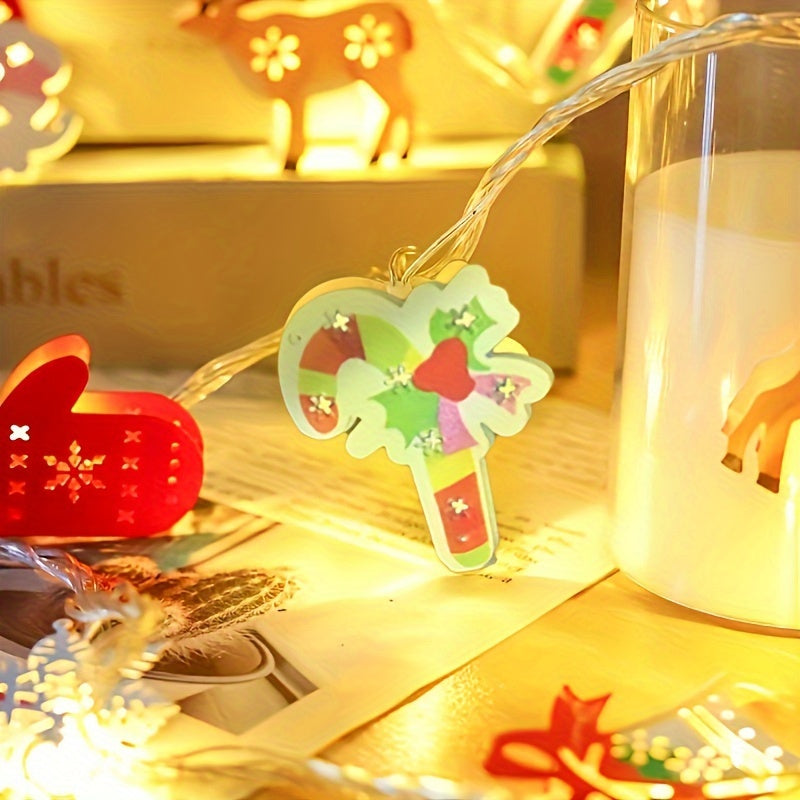 Stringa natalizia a LED alimentata a batteria con design di pupazzo di neve e albero