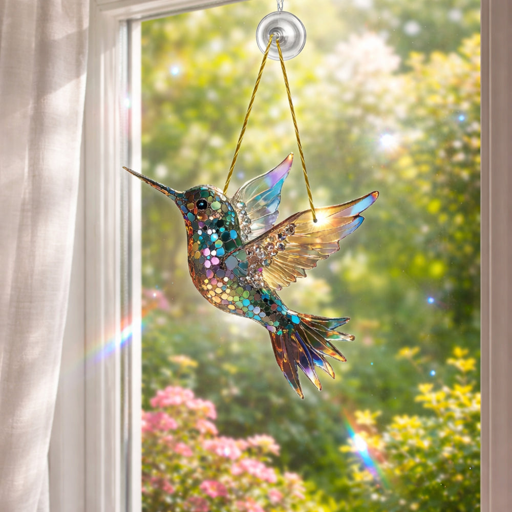 Decorazione da parete e finestra con colibrì cattura-sole sospeso