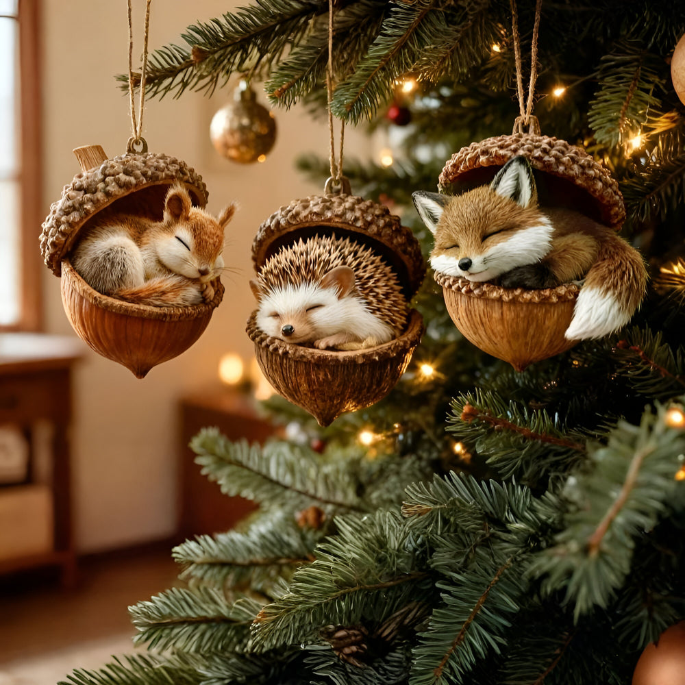 Decorazioni natalizie Albero ghianda con animali del bosco