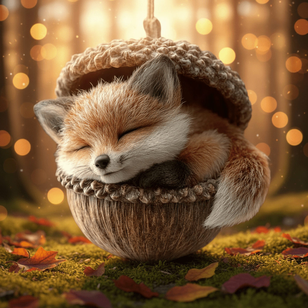 Decorazioni per Albero di Natale Artigianali Animali del Bosco in Ghianda
