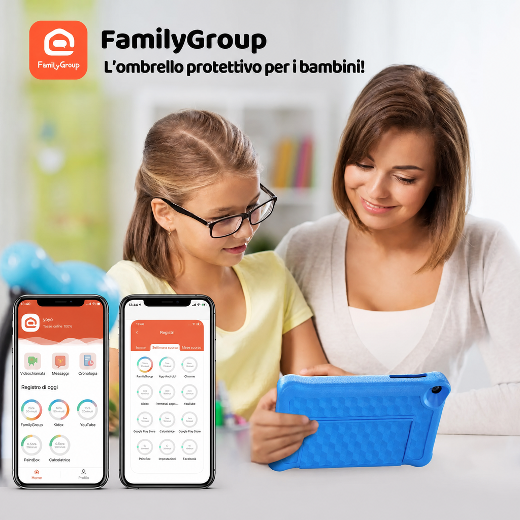 Tablet educativo da 8 pollici per bambini con controllo genitori e protezione per gli occhi