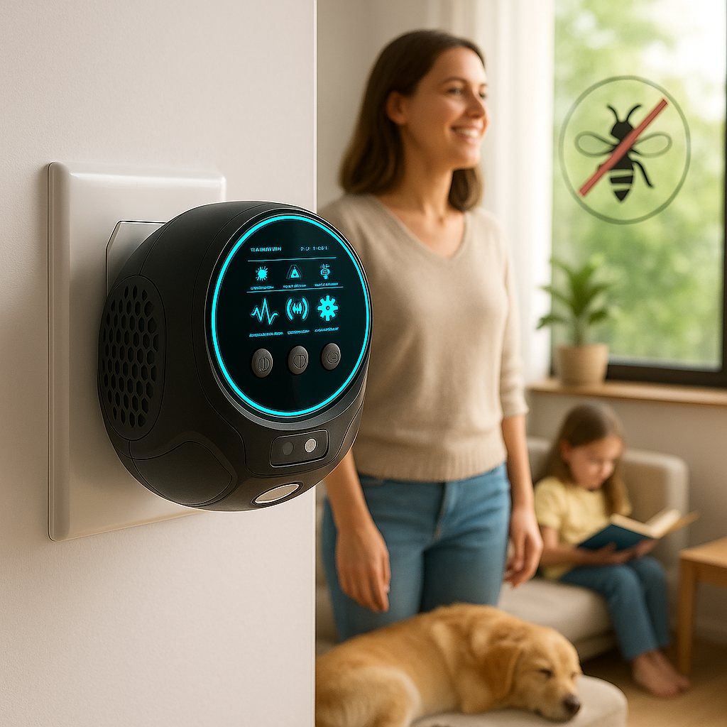 Dispositivo ad ultrasuoni repellente per api e vespe | Senza sostanze chimiche. Copertura a 360° per casa e controllo de