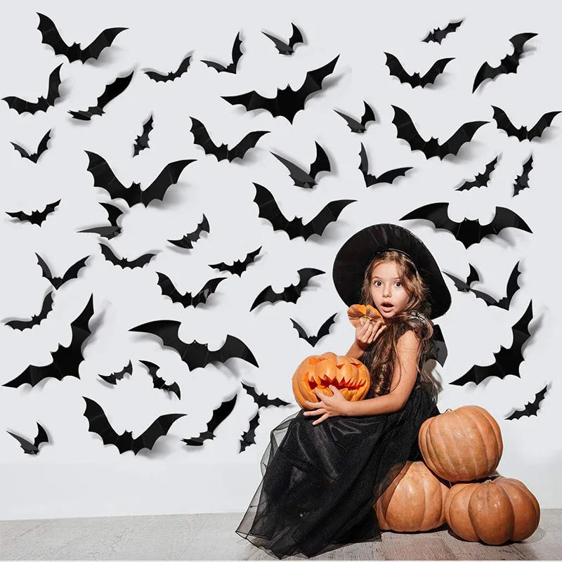 Adesivi murali pipistrelli - Adesivi decorativi di Halloween per la decorazione della casa (120 pezzi)