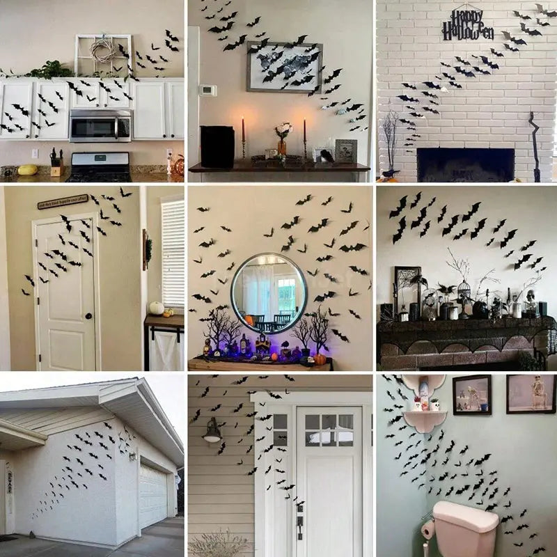 Adesivi murali pipistrelli - Adesivi decorativi di Halloween per la decorazione della casa (120 pezzi)