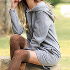Abito con cappuccio da donna morbido e accogliente - Maglia spazzolata lunga