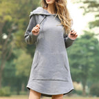 Abito con cappuccio da donna morbido e accogliente - Maglia spazzolata lunga