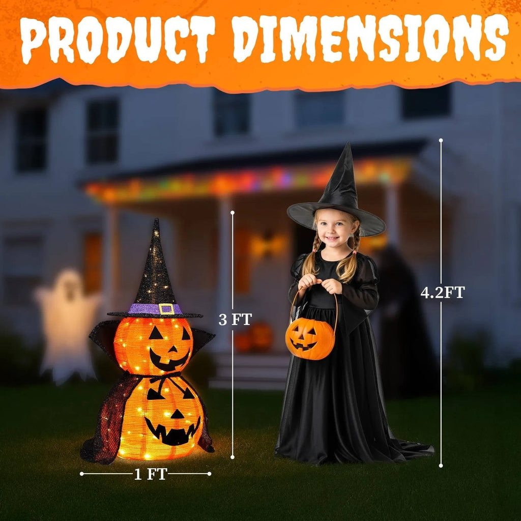 Decorazione da giardino con zucca illuminata pieghevole da 2 pezzi da 9,1 m di Halloween