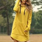 Abito con cappuccio da donna morbido e accogliente - Maglia spazzolata lunga