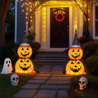 Decorazione da giardino con zucca illuminata pieghevole da 2 pezzi da 9,1 m di Halloween
