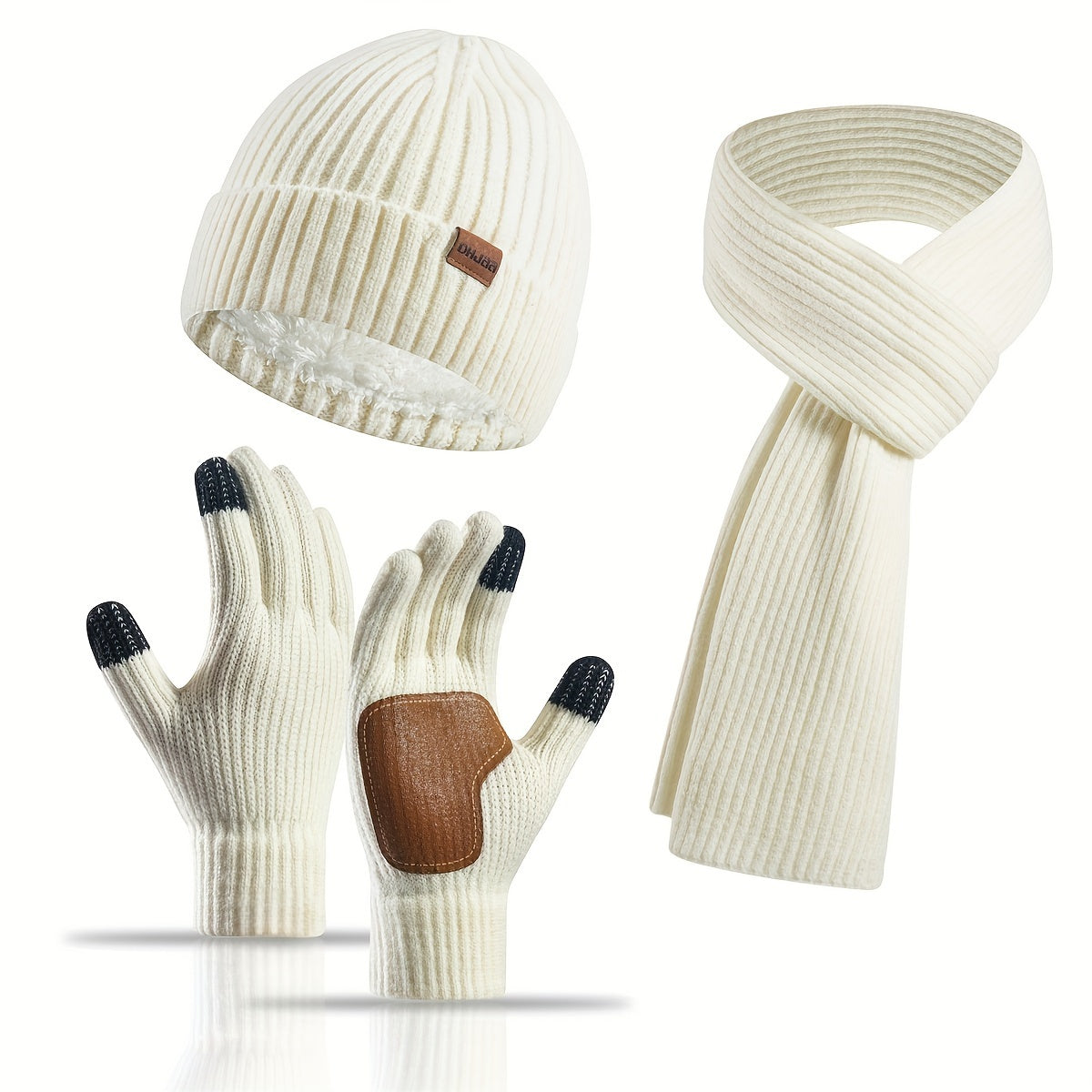 Set invernale gioioso: cappello, sciarpa e guanti per coppie