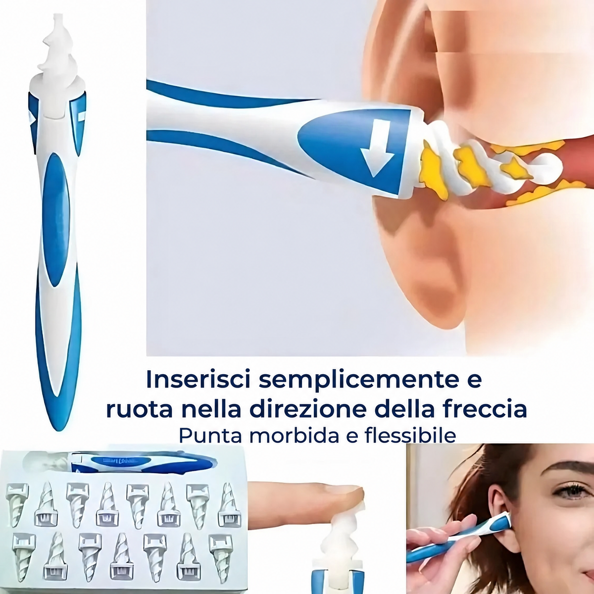 ClearEar | Rimuovi Cerume in Silicone – Sicuro – Non Invasivo – Flessibile per l’Igiene dell’Orecchio – Comfort Uditivo 