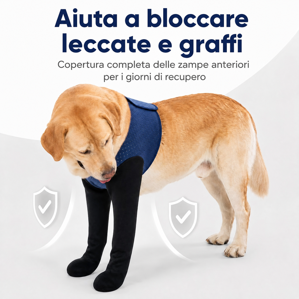 PawGuard maniche di recupero doppie per zampe anteriori dei cani - Protezione anti-leccamento senza collare elisabettian