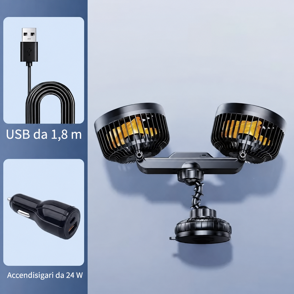 AeroBreeze Car Fan | Ventola wireless per auto con batteria da 4000 mAh e 3 velocità