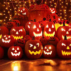 Decorazione in plastica soffiata con lanterna di zucca di Halloween