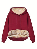 Felpa con cappuccio isolante da donna - Pullover rilassato, pile