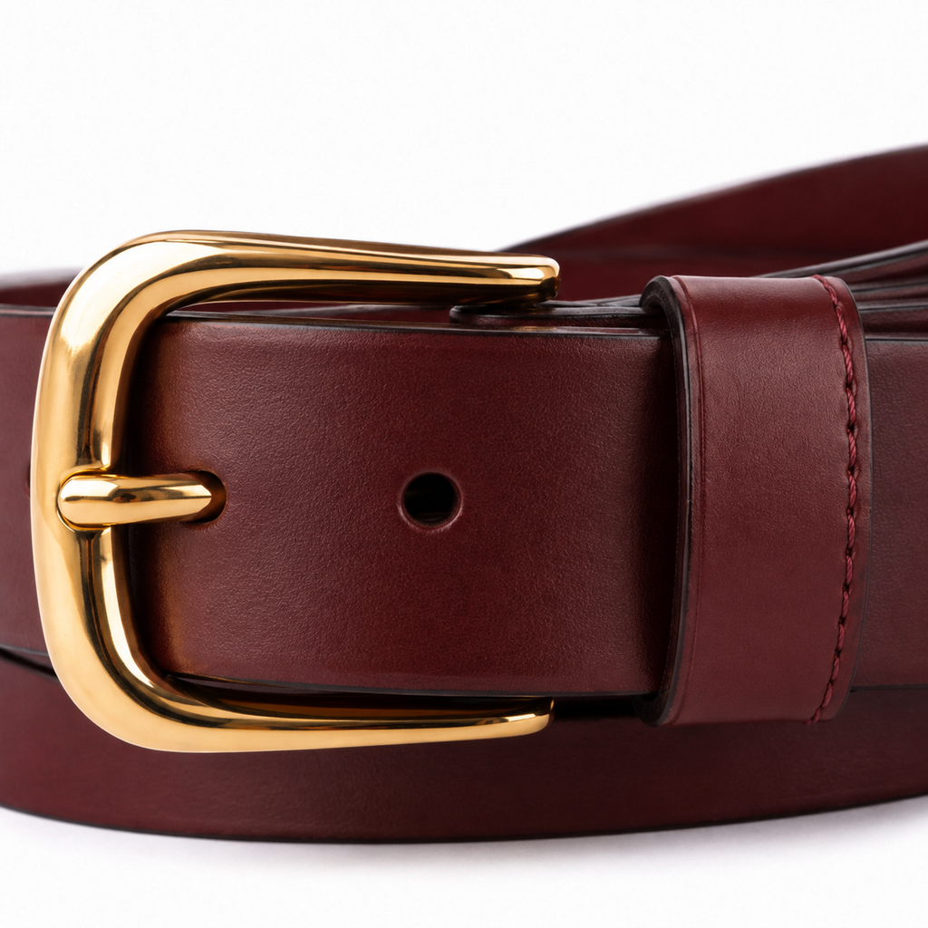 Cintura elegante in pelle con fibbia dorata