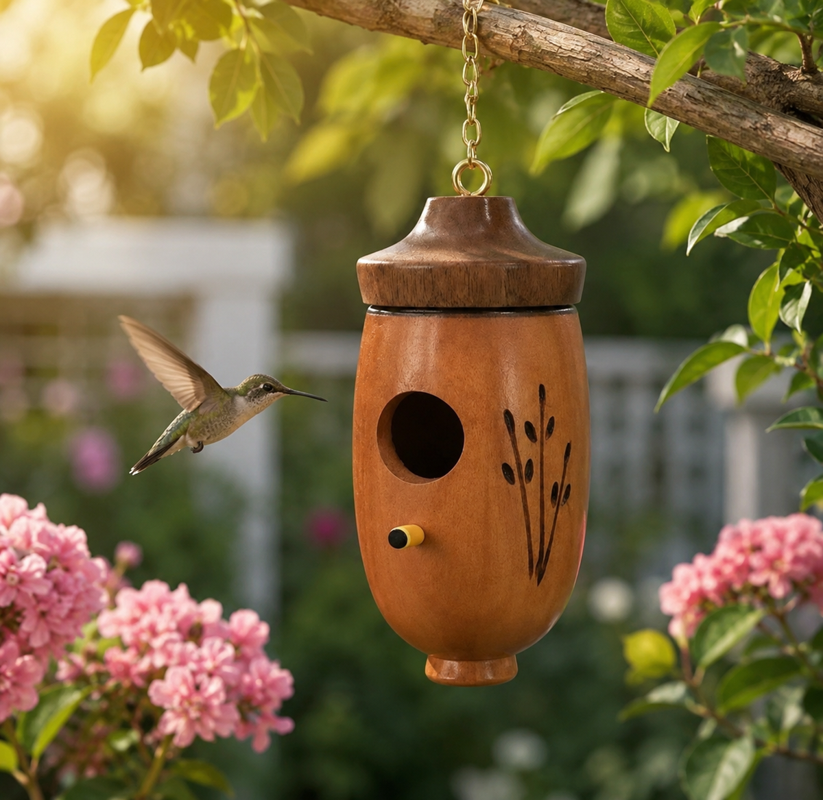 Casette per uccelli da esterno, casetta per colibrì e casetta decorativa sospesa, decorazioni da giardino in resina per il cortile