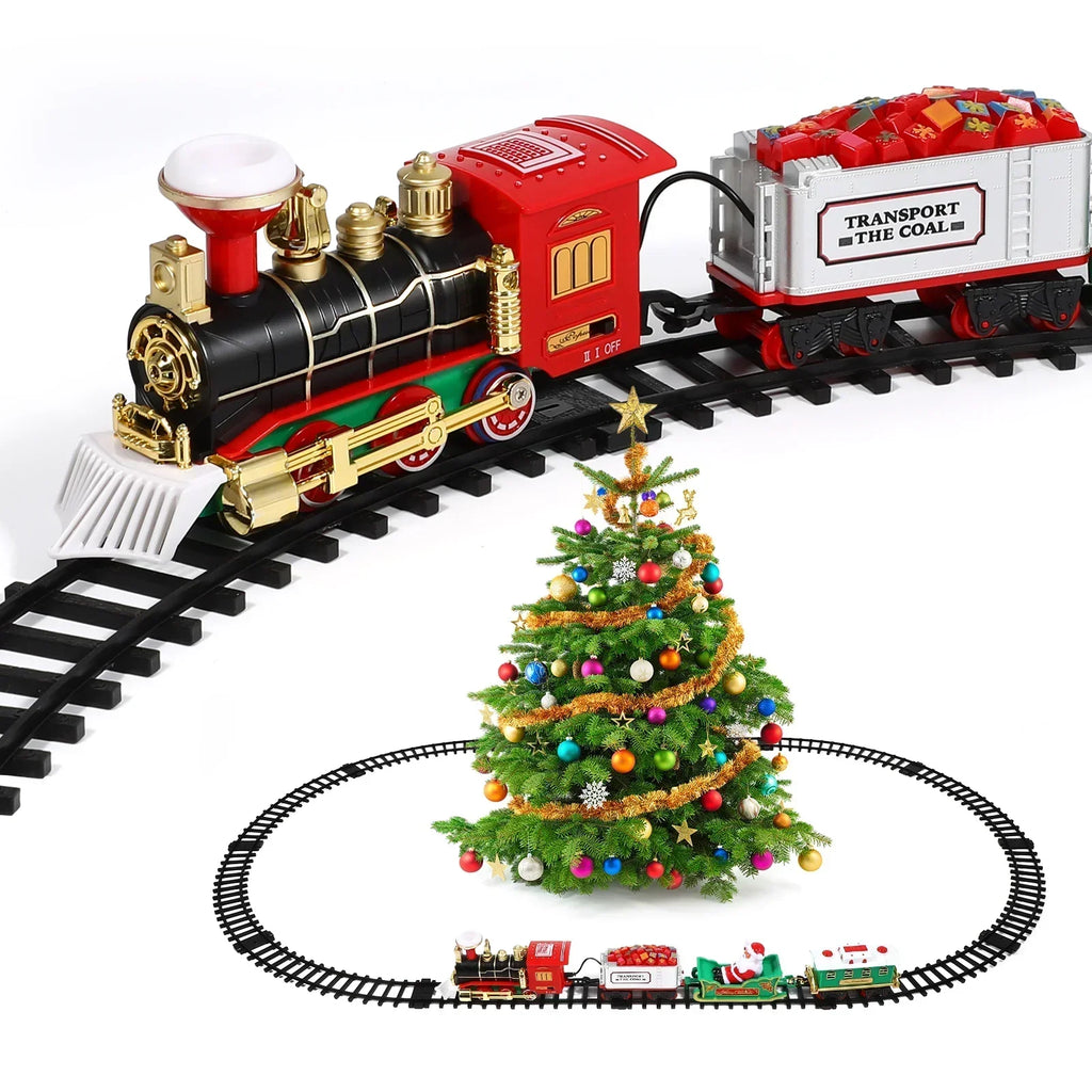 Set trenino elettrico di Natale per bambini | Con effetto fumo, luci e suoni realistici (regalo di Natale)