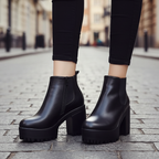 Stivaletti eleganti neri con tacco largo da donna