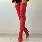 Stivali sopra il ginocchio con stiletto da donna - Punta appuntita e vestibilità slim