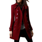 Cappotto lungo sartoriale da donna doppiopetto con colletto strutturato
