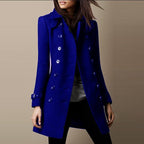 Cappotto lungo sartoriale da donna doppiopetto con colletto strutturato