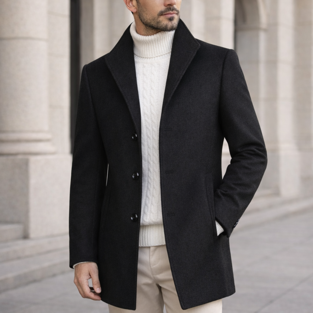 Elegante cappotto invernale lungo da uomo per il massimo calore