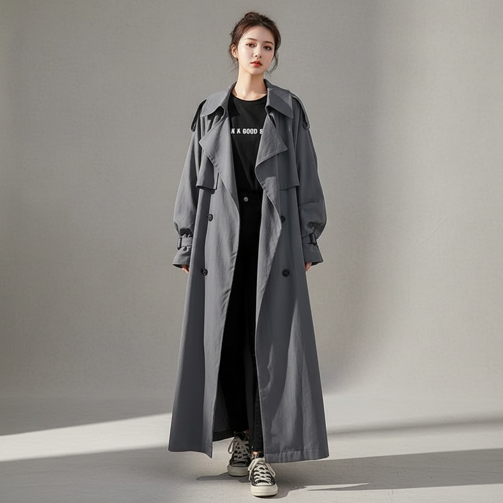 Trench lungo oversize da donna