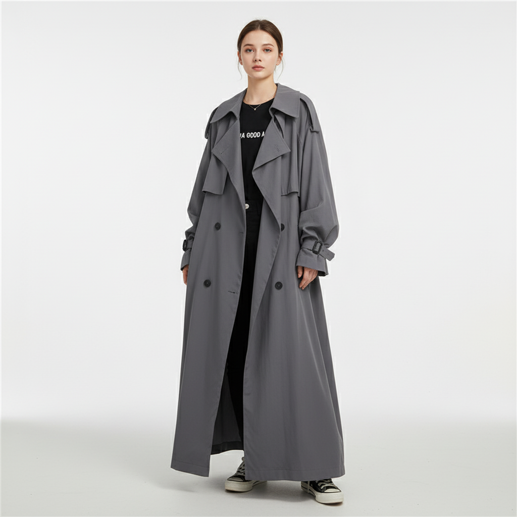Trench lungo oversize da donna