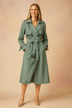 Trench da donna con cintura e risvolto ampio per lavoro e stile casual