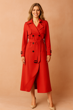 Trench da donna con cintura e risvolto ampio per lavoro e stile casual