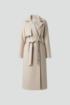 Cappotto lungo elegante da donna con cintura doppiopetto