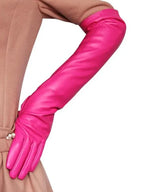Guanti eleganti da donna in pelle vegana al gomito
