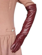 Guanti eleganti da donna in pelle vegana al gomito