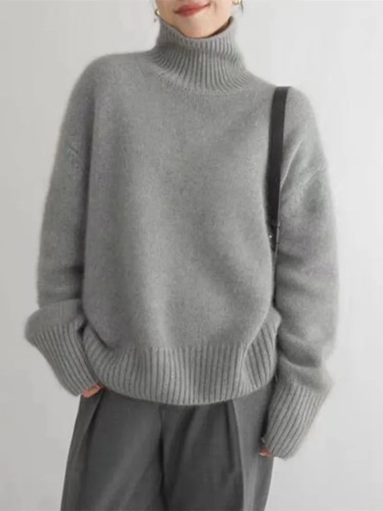 Maglione elegante a collo alto da donna | Stile accogliente e versatile