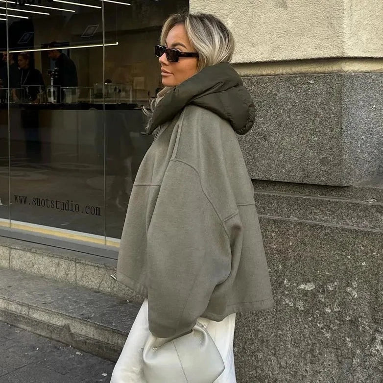Felpa con cappuccio con zip da donna chic