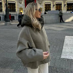 Felpa con cappuccio con zip da donna chic