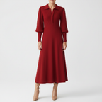Abito midi elegante lavorato a maglia da donna con colletto