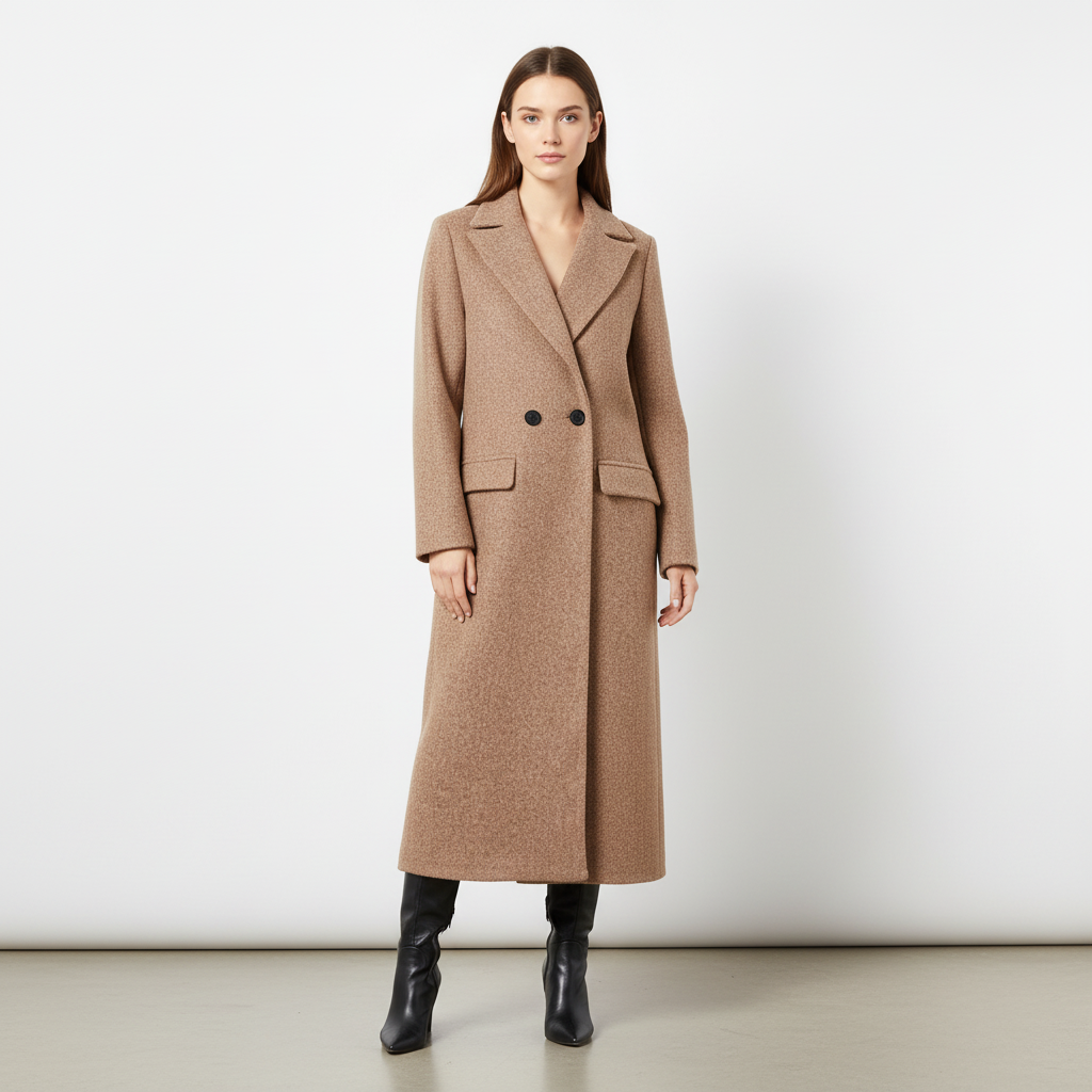 Cappotto Lungo da Donna con Chiusura a Bottoni